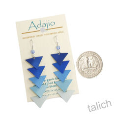Adajio Earrings - Five-Part Graduated Blue Triangles - product images 5 of 5