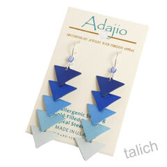 Adajio Earrings - Five-Part Graduated Blue Triangles - product images 3 of 5
