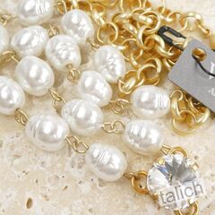 Designer VB&CO French Vintage Cross Pearl Matte Gold Necklace - product images 3 of 8