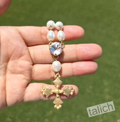 Designer VB&CO French Vintage Cross Pearl Matte Gold Necklace - product images 7 of 8