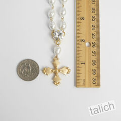 Designer VB&CO French Vintage Cross Pearl Matte Gold Necklace - product images 8 of 8