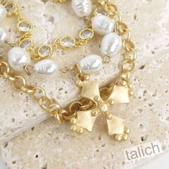 Designer VB&CO French Vintage Cross Pearl Triple Stacked Bracelet - product images 2 of 5