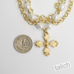 Designer VB&CO French Vintage Cross Pearl Triple Stacked Bracelet - product images 5 of 5