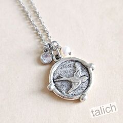 Designer VB&CO Bird Dragonfly Reversible Pendant Necklace - product images 1 of 7