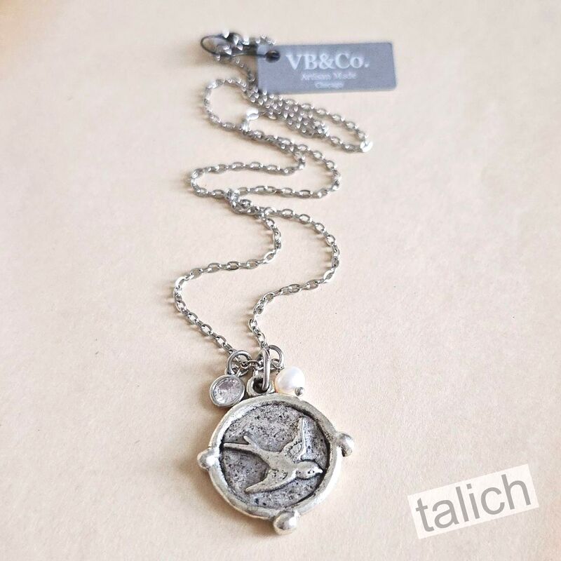 Designer VB&amp;CO Bird Dragonfly Reversible Pendant Necklace - product image 