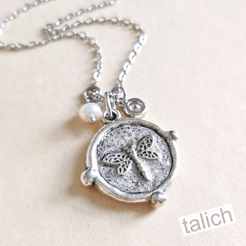 Designer VB&amp;CO Bird Dragonfly Reversible Pendant Necklace - product image 
