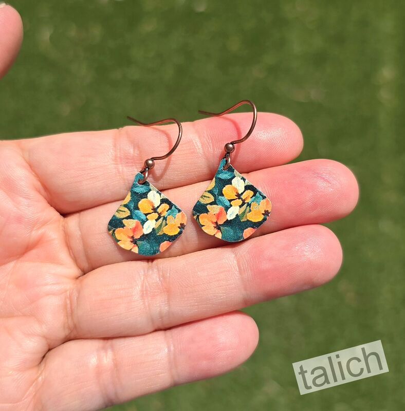 DC Designs - Dark Floral Small Wide Teardrop Earrings - product image 
