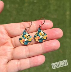 DC Designs - Dark Floral Small Wide Teardrop Earrings - product images 4 of 4