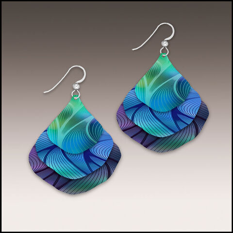 DC,Designs,-,Waves,Art,Print,Layered,Wide,Teardrop,Earrings,Sterling,Hook,DC Designs Jewelry, Art Print Earrings, DC Designs Earrings, Handmade Colorado