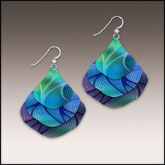 DC Designs - Waves Art Print Layered Wide Teardrop Earrings Sterling Hook - product images 1 of 3