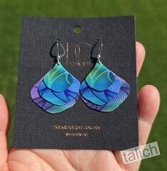 DC Designs - Waves Art Print Layered Wide Teardrop Earrings Sterling Hook - product images 2 of 3