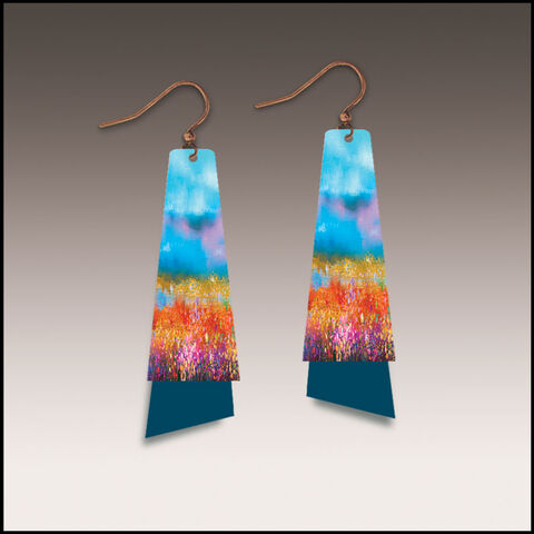 DC,Designs,-,Summer,Horizon,Layered,Long,Drop,Earrings,DC Designs Jewelry, Art Print Earrings, DC Designs Earrings, Handmade Colorado