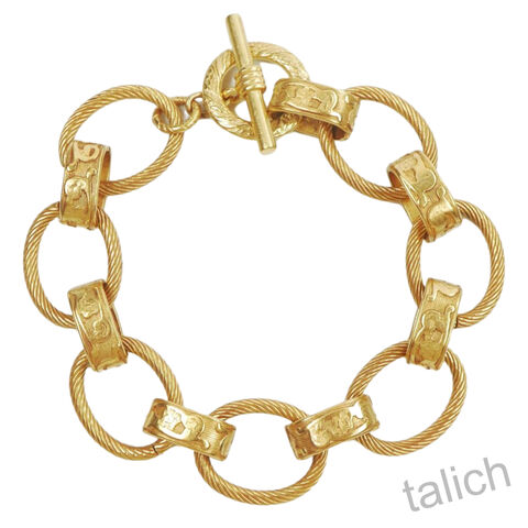 Catherine,Popesco,Floral,Embossed,Twist,Rope,Oval,Chain,Toggle,Bracelet,in,Gold,Catherine Popesco Bracelet, La Vie Parisienne Bracelet, Catherine Popesco Jewelry, Catherine Popesco Paris