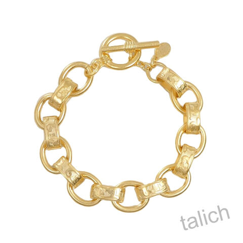 Catherine,Popesco,Floral,Embossed,Chunky,Chain,Toggle,Bracelet,in,Gold,Catherine Popesco Bracelet, La Vie Parisienne Bracelet, Catherine Popesco Jewelry, Catherine Popesco Paris