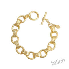 Catherine Popesco Floral Embossed Chunky Chain Toggle Bracelet in Gold - product images 2 of 5