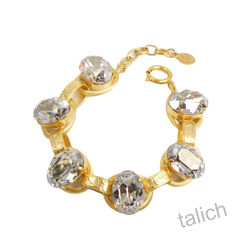 Catherine Popesco Embossed Chain Bracelet with Large Oval Crystal Stations - product images 2 of 5