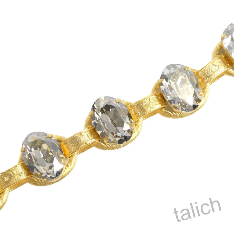 Catherine Popesco Embossed Chain Bracelet with Large Oval Crystal Stations - product image 
