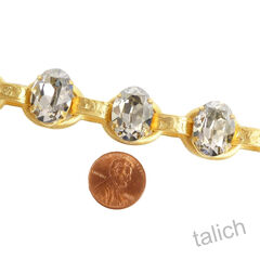 Catherine Popesco Embossed Chain Bracelet with Large Oval Crystal Stations - product images 3 of 5