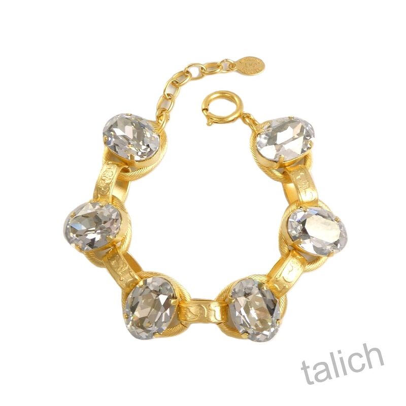 Catherine Popesco Embossed Chain Bracelet with Large Oval Crystal Stations - product image 