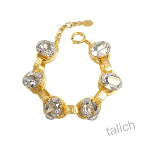 Catherine,Popesco,Embossed,Chain,Bracelet,with,Large,Oval,Crystal,Stations,Catherine Popesco Bracelet, La Vie Parisienne Bracelet, Catherine Popesco Jewelry, Catherine Popesco Paris