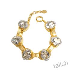 Catherine Popesco Embossed Chain Bracelet with Large Oval Crystal Stations - product images 1 of 5