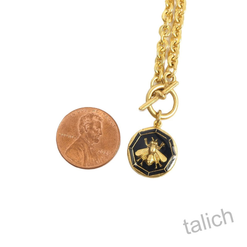 Catherine Popesco Toggle Chain Bracelet with Enamel Bee Charm in Black - product image 