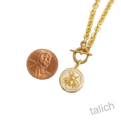 Catherine Popesco Toggle Chain Bracelet with Enamel Bee Charm in White - product images 3 of 4