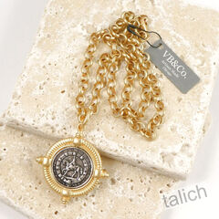VB&CO Vintage Style Horseman Coin Matte Gold Necklace - product images 5 of 7