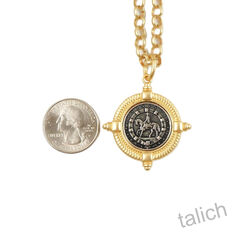 VB&CO Vintage Style Horseman Coin Matte Gold Necklace - product images 4 of 7