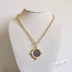 VB&CO Vintage Style Horseman Coin Matte Gold Necklace - product images 2 of 7