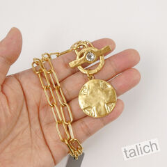 Designer VB&CO Vintage Style Gold Tone Lord’s Prayer Medal Toggle Necklace - product images 6 of 7