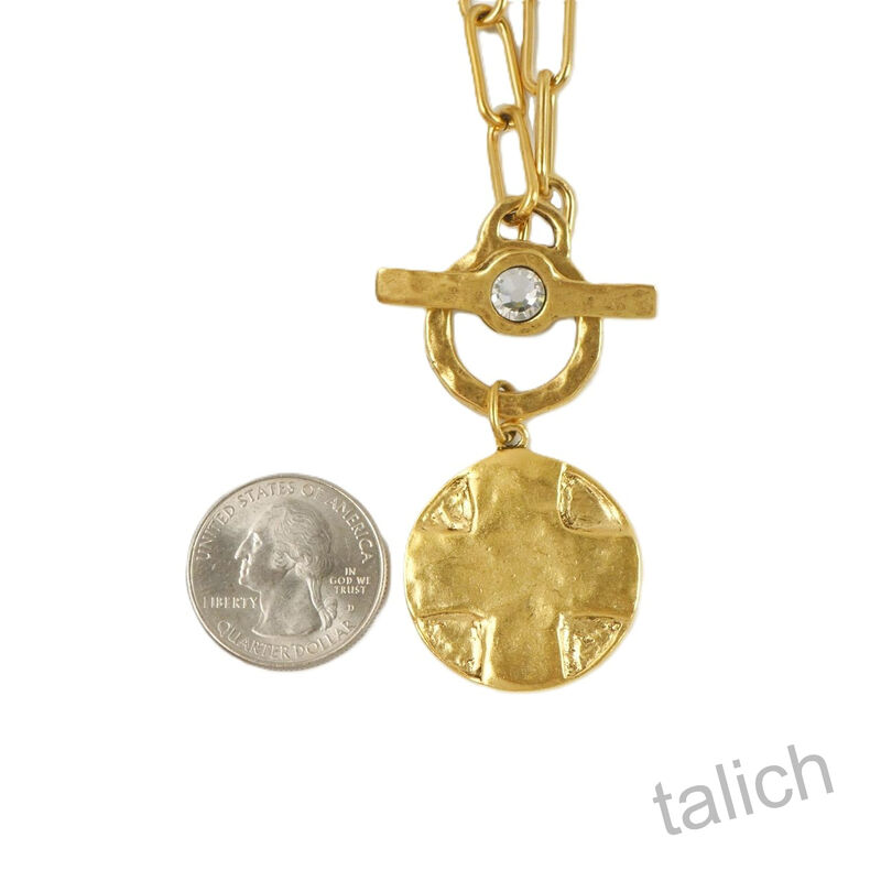 Designer VB&amp;CO Vintage Style Gold Tone Lord’s Prayer Medal Toggle Necklace - product image 