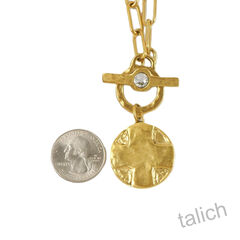 Designer VB&CO Vintage Style Gold Tone Lord’s Prayer Medal Toggle Necklace - product images 7 of 7