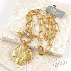 Designer VB&CO Vintage Style Gold Tone Lord’s Prayer Medal Toggle Necklace - product images 2 of 7