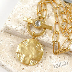 Designer VB&CO Vintage Style Gold Tone Lord’s Prayer Medal Toggle Necklace - product images 3 of 7