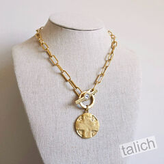 Designer VB&CO Vintage Style Gold Tone Lord’s Prayer Medal Toggle Necklace - product images 5 of 7
