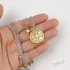 Designer VB&CO Vintage Style Layered Crystal Serenity Cross Necklace - product images 8 of 9
