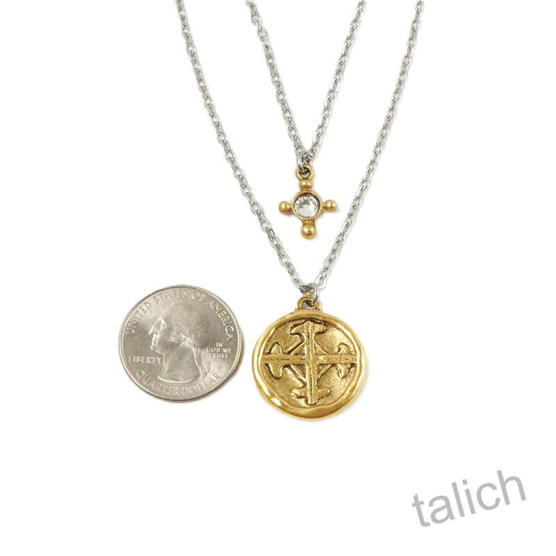 Designer VB&amp;CO Vintage Style Layered Crystal Serenity Cross Necklace - product image 