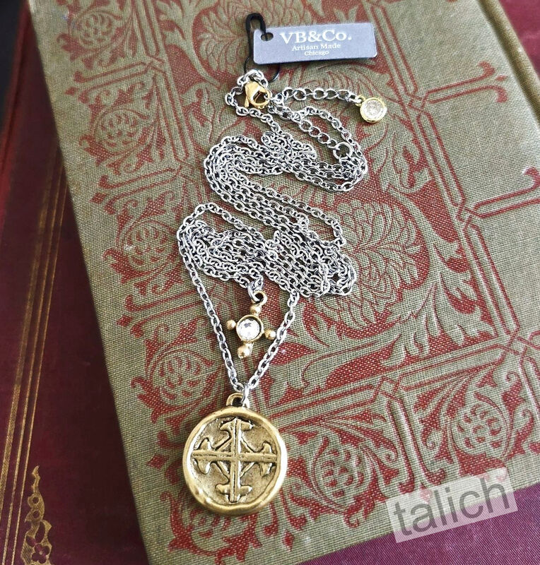 Designer VB&amp;CO Vintage Style Layered Crystal Serenity Cross Necklace - product image 