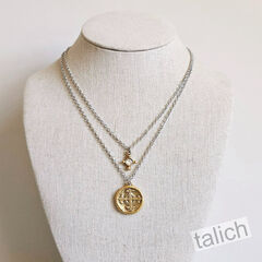 Designer VB&CO Vintage Style Layered Crystal Serenity Cross Necklace - product images 3 of 9