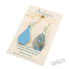 Adajio Earrings - Blue Teardrop with Shiny Gold Plated Overlay - product images 5 of 5