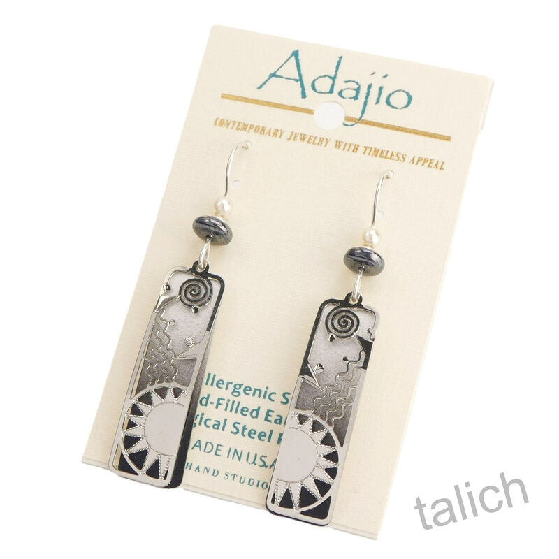 Adajio Earrings - Black &amp; White Long Column with Sunrise Overlay - product image 