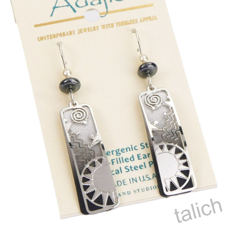 Adajio Earrings - Black &amp; White Long Column with Sunrise Overlay - product image 
