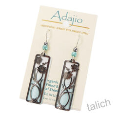 Adajio Earrings - Soft blue and white column with black floral overlay - product images 3 of 4