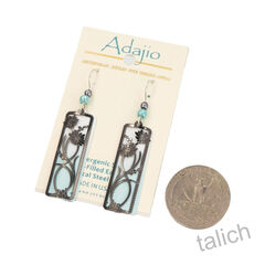Adajio Earrings - Soft blue and white column with black floral overlay - product images 4 of 4