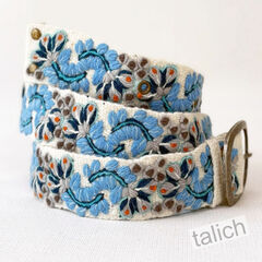 Jenny Krauss Blue Serenade Floral Embroidered Wool Belt - product images 1 of 12