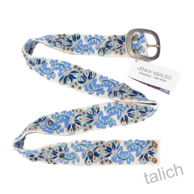 Jenny Krauss Blue Serenade Floral Embroidered Wool Belt - product image 