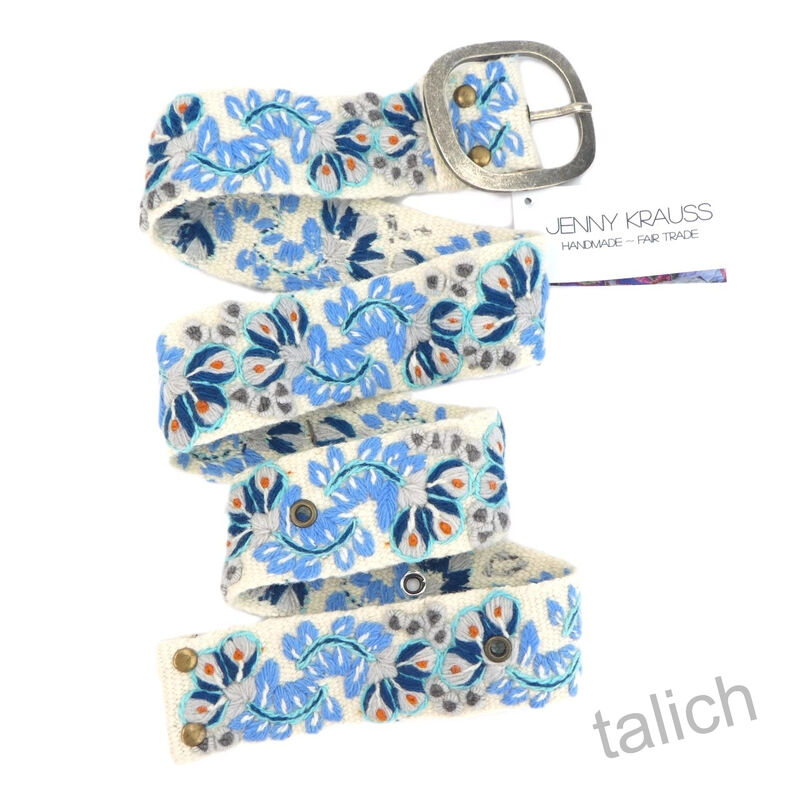 Jenny Krauss Blue Serenade Floral Embroidered Wool Belt - product image 