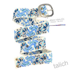 Jenny Krauss Blue Serenade Floral Embroidered Wool Belt - product images 6 of 12