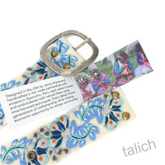 Jenny Krauss Blue Serenade Floral Embroidered Wool Belt - product images 10 of 12